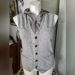 Guess Vintage Hooded Vest Mukti-material Pockets Zip Sz Lg 10-12